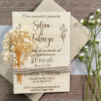 Inviti di Nozze in Legno Personalizzati con Gypsophila/Lavanda/Eucalipto