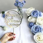 Cake Topper Personalizzato in Legno con Nomi, Topper Nozze Promessa, Compleanni, Evento Speciale