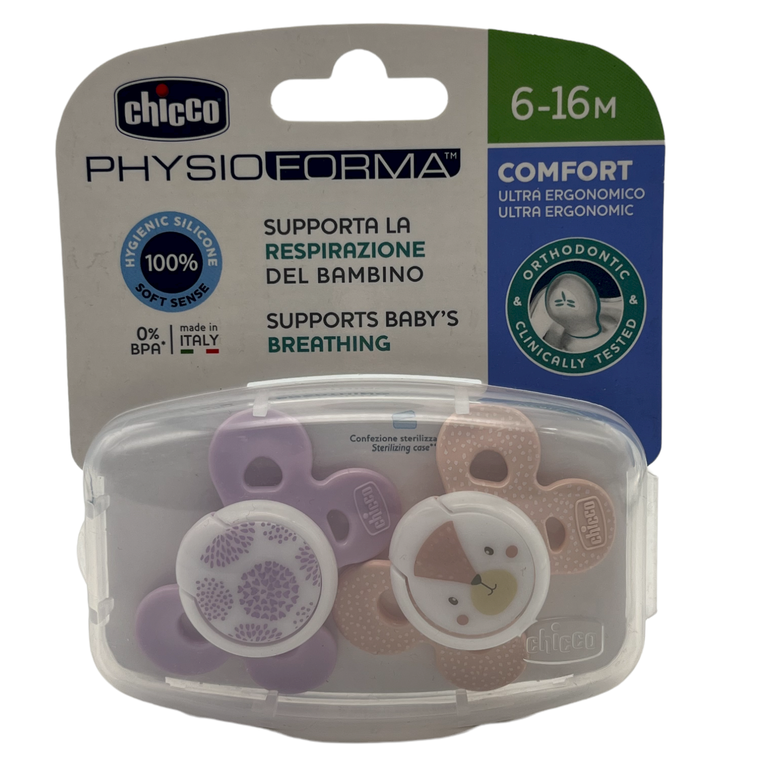 Chicco PhysioForma Comfort 6-16m Succhietto 2 Pezzi Bimba