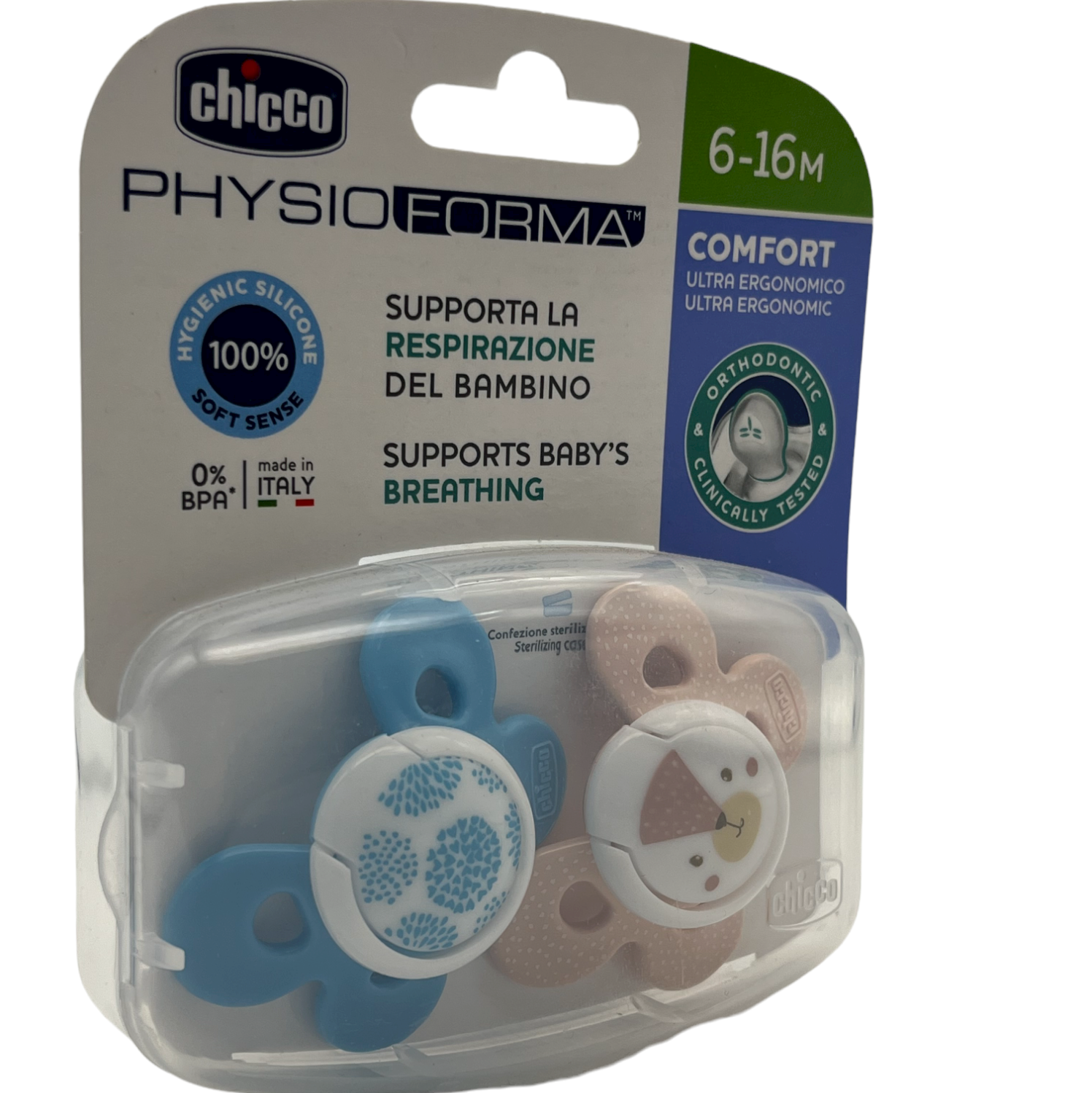Chicco PhysioForma Comfort 6-16m Succhietto 2 Pezzi Bimbo