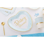 Piatti Sagomati Cuore Celeste "Baby Shower" 8 pezzi