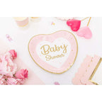 Piatti Sagomati Cuore Rosa "Baby Shower" 8 Pezzi