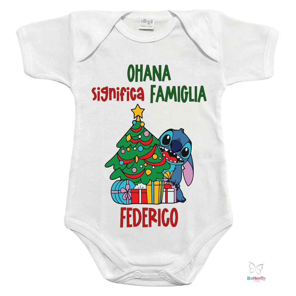 Body Di Natale Stitch Personalizzato Con Nome - Ohana