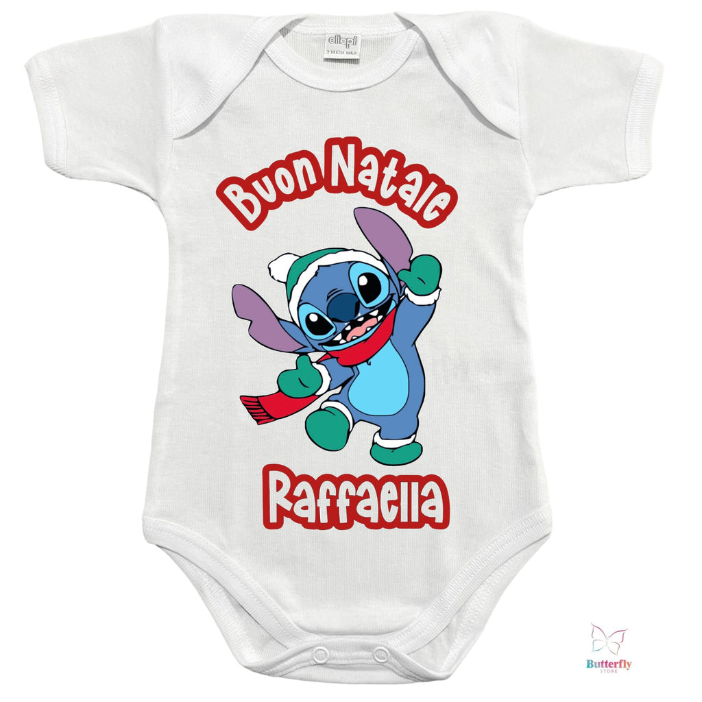 Body Di Natale Stitch Personalizzato Con Nome - Buon Natale