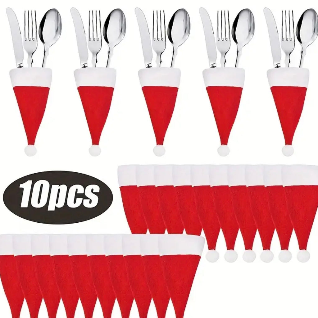 Pack 10 Cappellini Porta Posate Di Natale - Personalizzabili