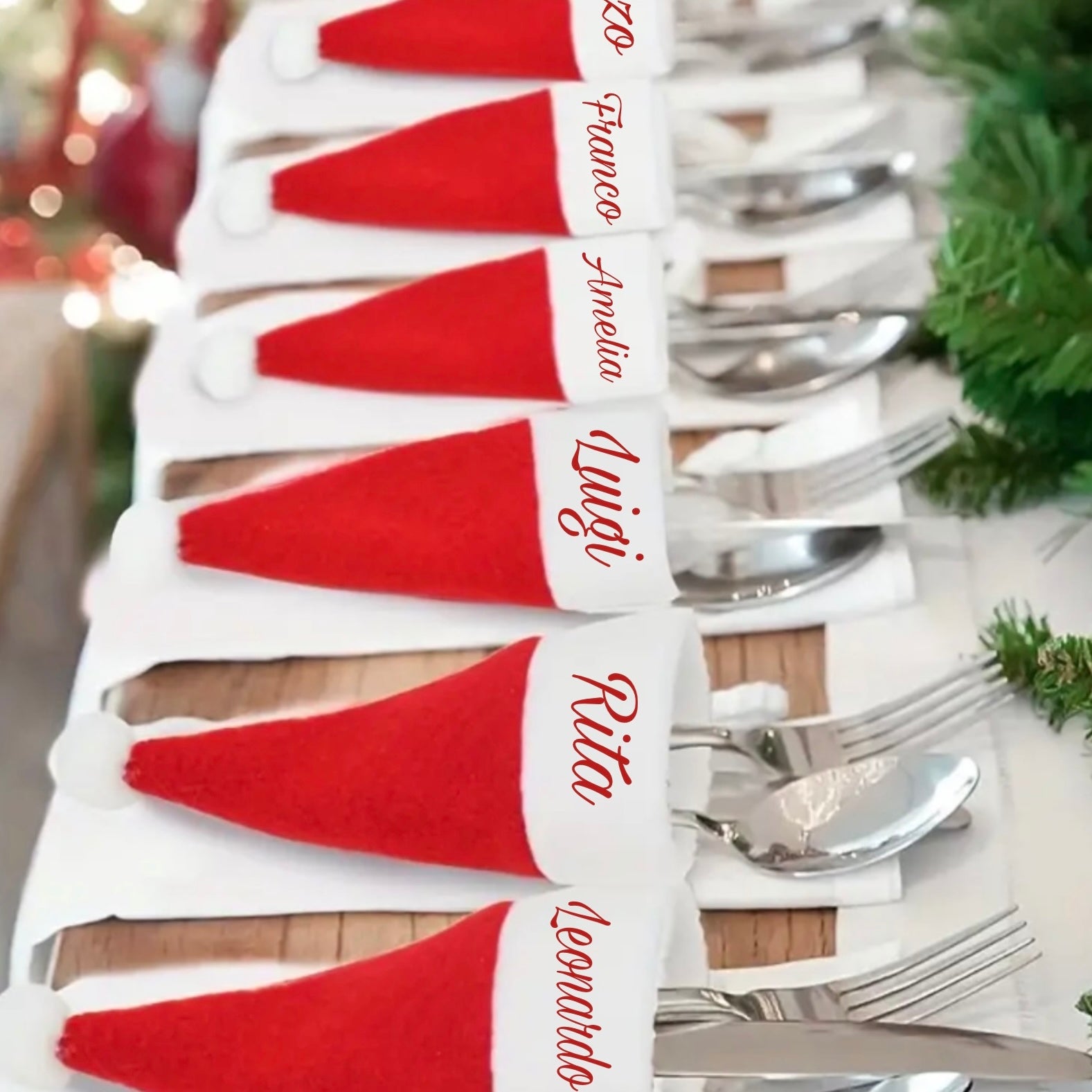 Pack 10 Cappellini Porta Posate Di Natale - Personalizzabili