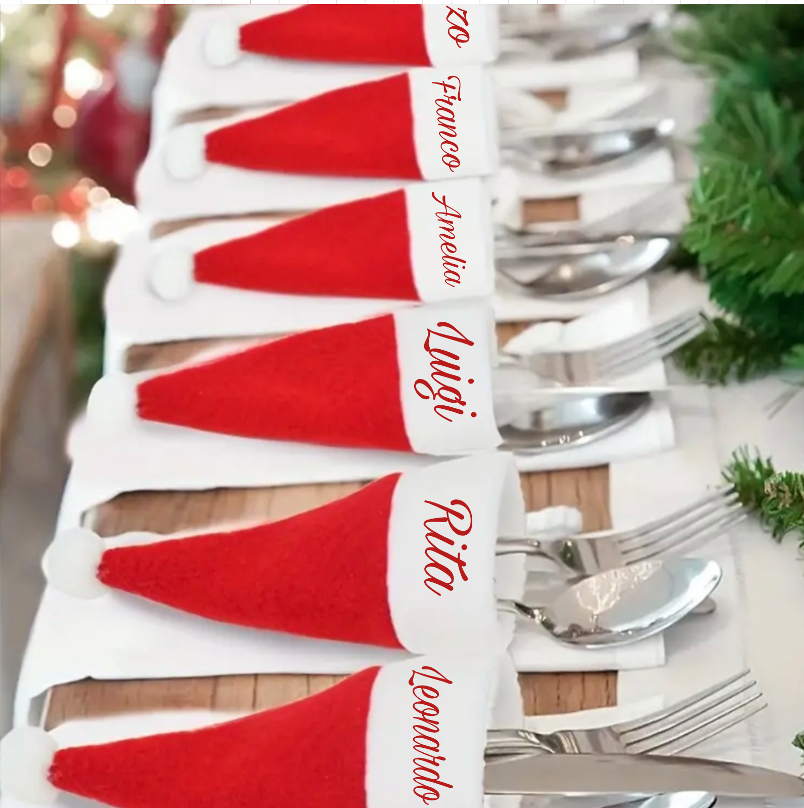 Pack 10 Cappellini Porta Posate Di Natale - Personalizzabili
