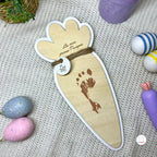 Carota Targa In Legno Impronta Prima Pasqua, Personalizzabile Con Nome