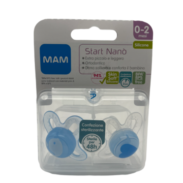 Succhietto MAM Start Nano 2Pz – Bianco E Azzurro 0-2M