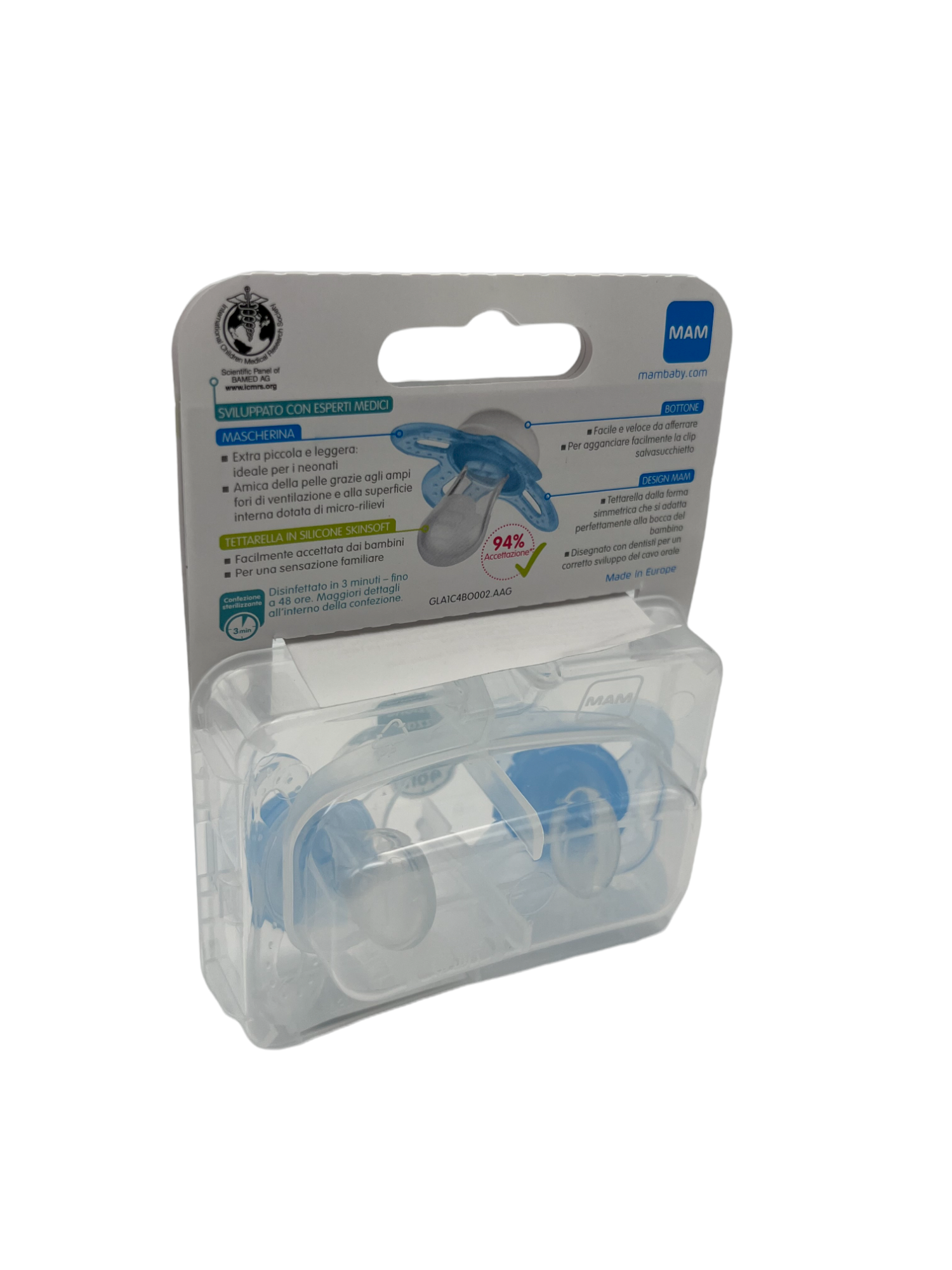 Succhietto MAM Start Nano 2Pz – Bianco E Azzurro 0-2M