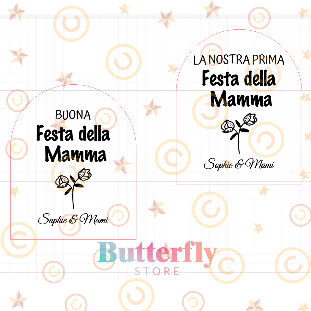 Targa in Legno “La Nostra Prima Festa della Mamma” Personalizzata – Scegli La Frase