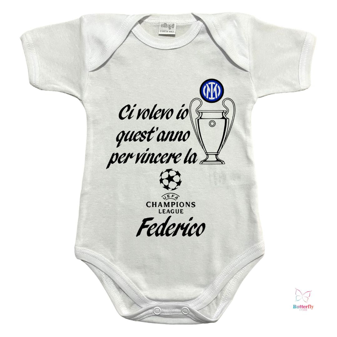 Body Neonato Personalizzato Inter - Campioni 2024/2025 Champions League