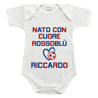 Body Neonato Milan “Nato con Cuore Rossoblù” – Personalizzato con Nome