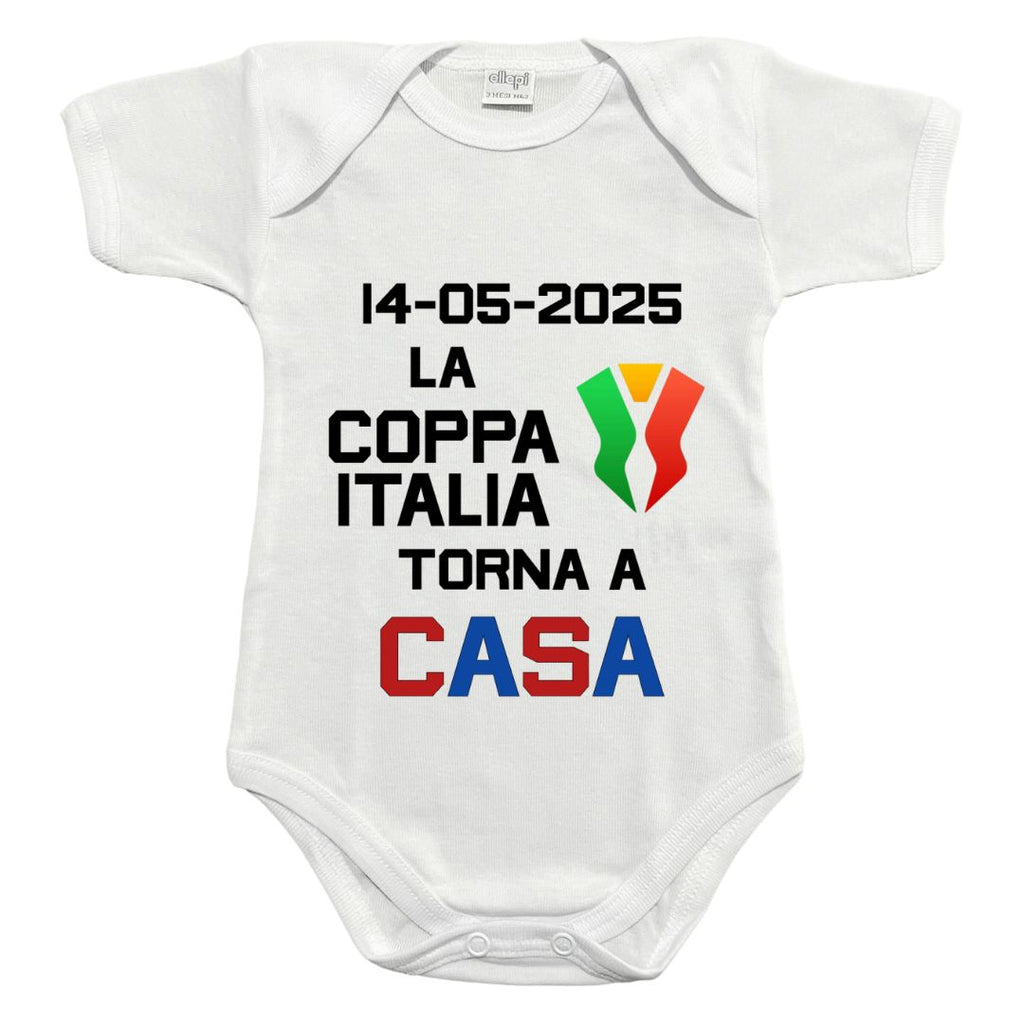 Body Neonato Bologna Coppa Italia 2025, Personalizzato con Nome e Numero Sul Retro