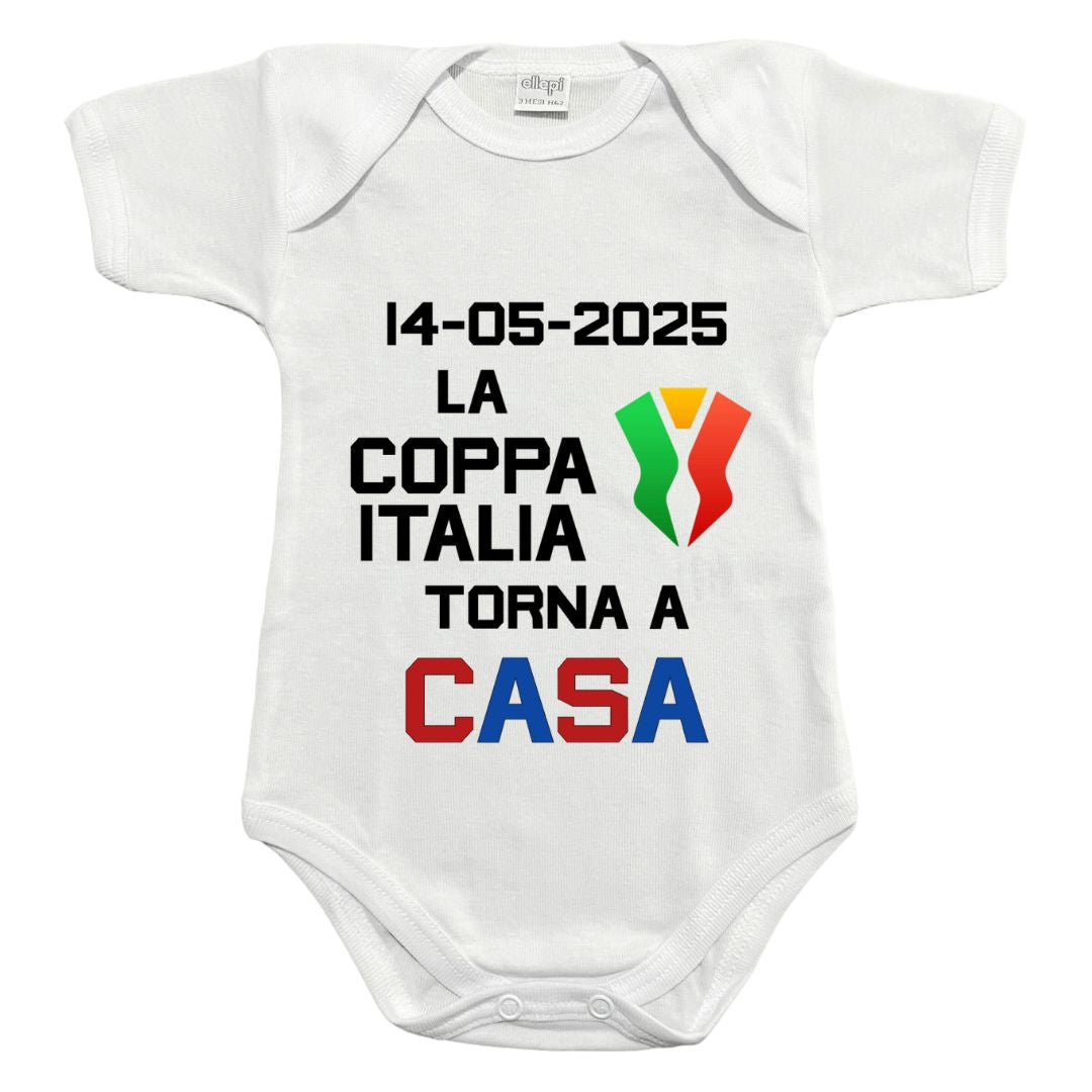 Body Neonato Bologna Coppa Italia 2025, Personalizzato con Nome e Numero Sul Retro