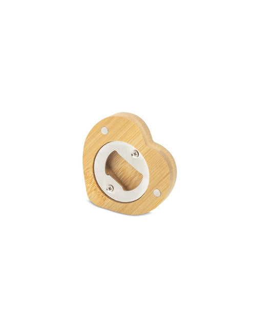 Apribottiglie A Cuore Magnetico in Bambù Personalizzato con Logo Aziendale o Dedica