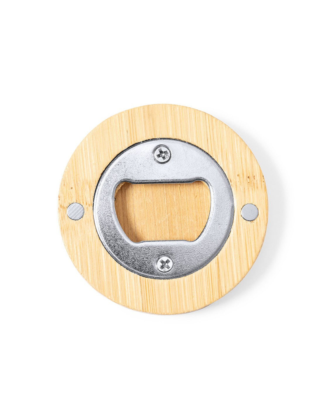 Apribottiglie Rotondo Magnetico in Bambù Personalizzato con Logo Aziendale o Dedica