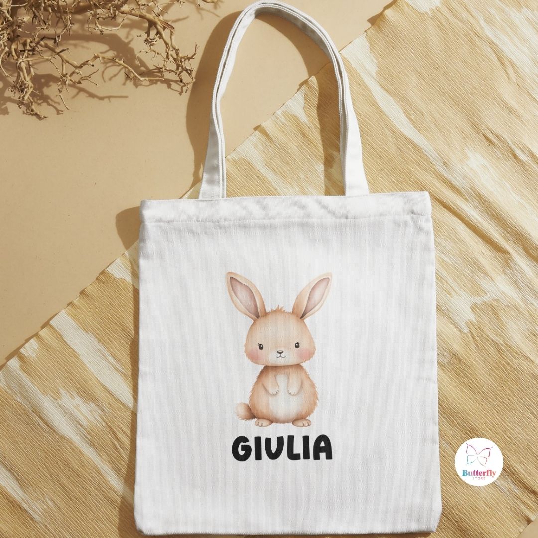 Borsa Shopper Animali del Bosco Personalizzata con Nome