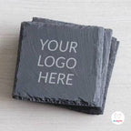 Set Sottobicchieri Quadrati in Ardesia Personalizzati con Logo Aziendale