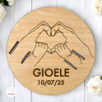 Targa Porta Bracciali Nascita In Legno Personalizzata - Mani Mamma E Neonato, Base Inclusa