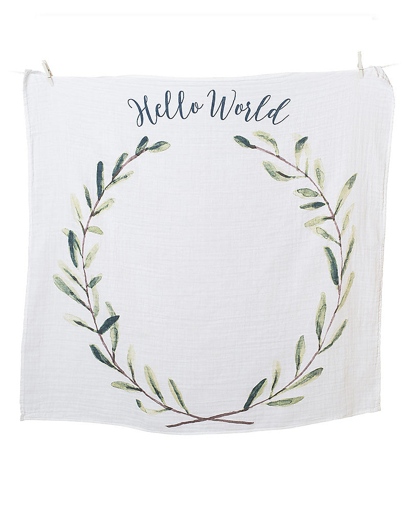 Coperta Complimese Neonato Hello World + 14 Cards - Personalizzabile