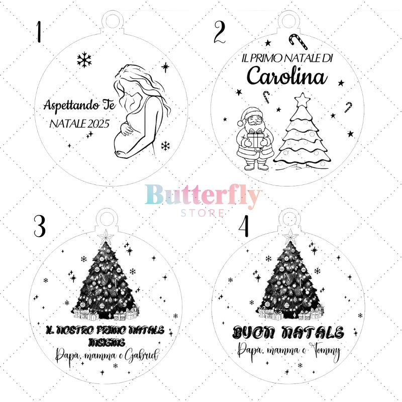 Palline di Natale in Legno Personalizzate, Il Mio Primo Natale, Decorazioni Natalizie con Nome o Frase