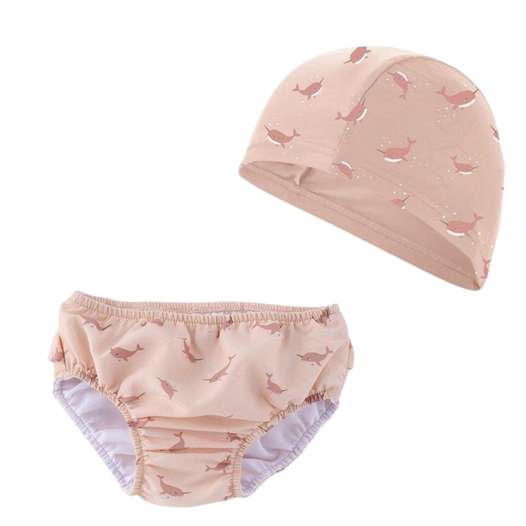 Set Nuoto Narwhal Costume Contenitivo + Cuffia
