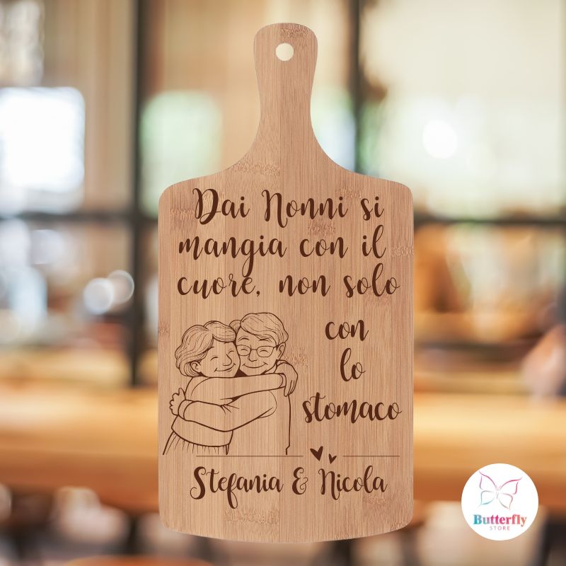 Tagliere in Bambù Personalizzato con Frase e Nomi - Festa dei Nonni
