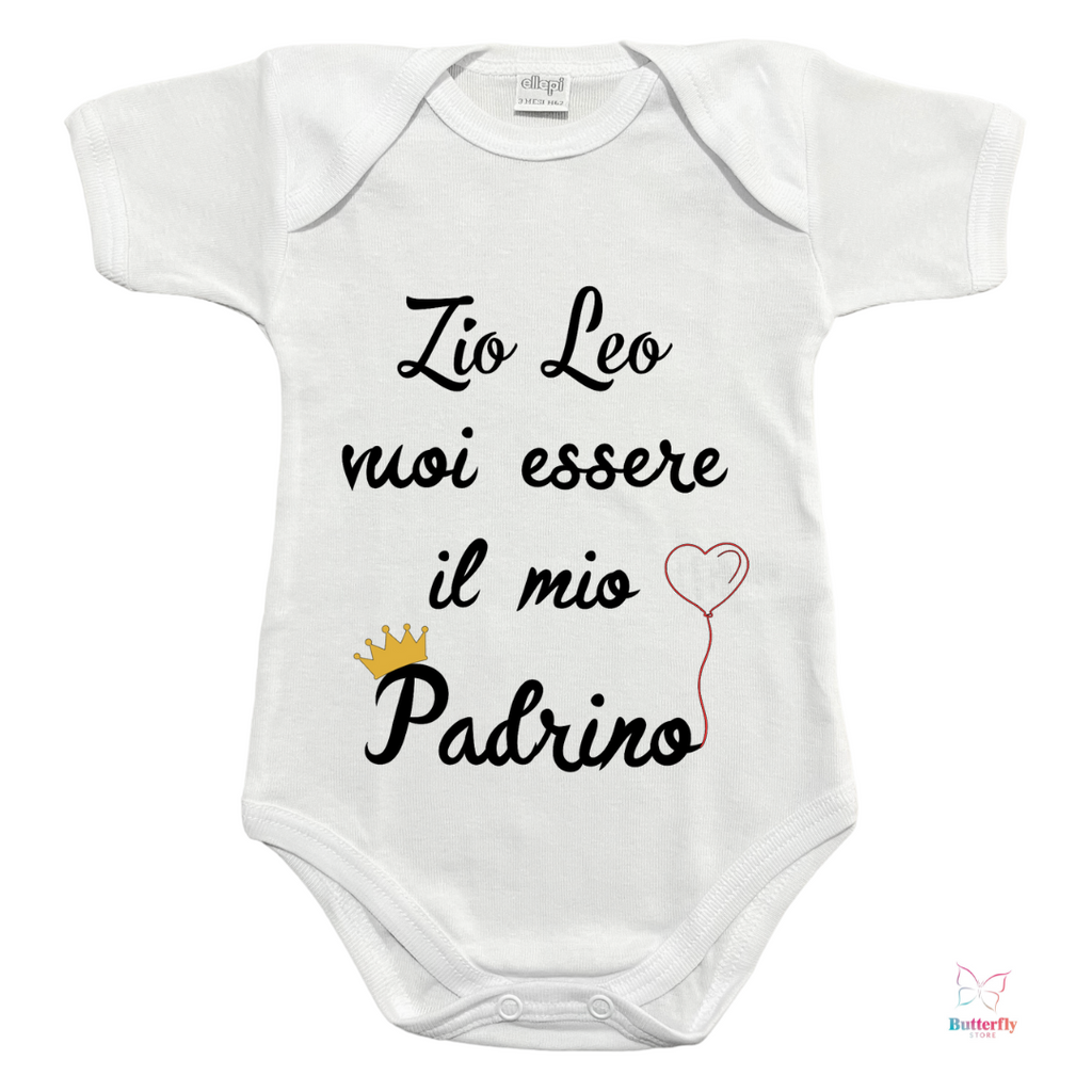 Baby Body Personalizzato Con Dedica “Vuoi Essere Il Mio Padrino?” - Idea Regalo Padrino Battesimo
