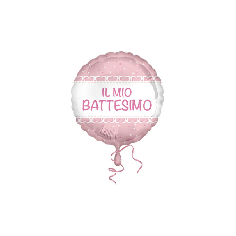 Palloncino 18" mylar Battesimo Rosa