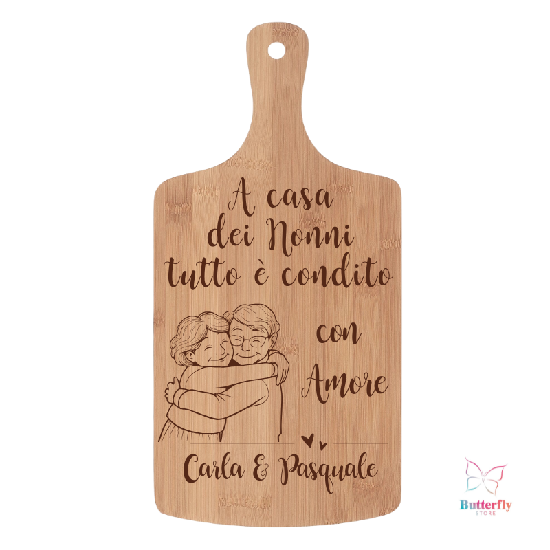Tagliere in Bambù Personalizzato con Frase e Nomi - Festa dei Nonni