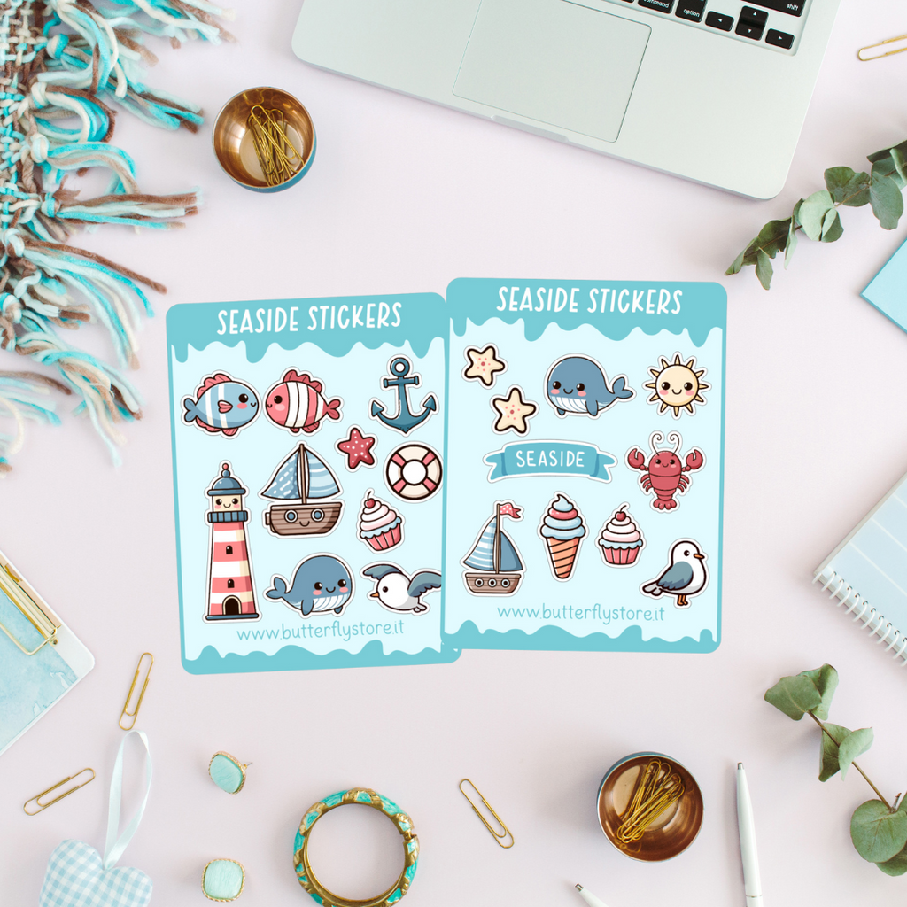Set Stickers Musini Mare - 20 Adesivi Su Carta Fotografica Lucida/