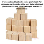 Cubo Segnatavolo in Legno Personalizzato con Logo Aziendale, QR Code, Wifi, Social Media, Numeri Tavoli