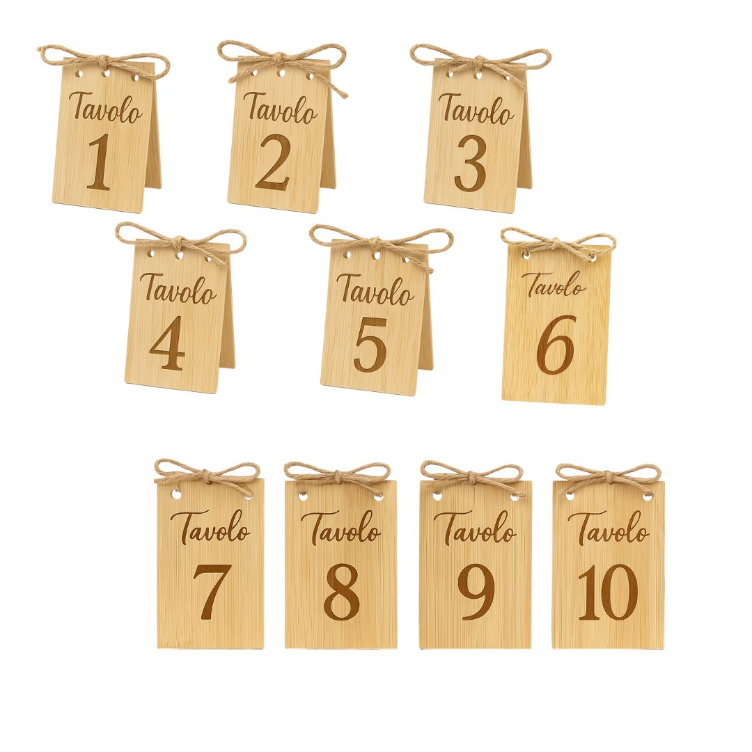 Set 10 Segnaposto in Legno per Tavoli – Personalizzabili con Logo per Matrimoni, Eventi, Ristoranti, Locali, Bistrot ecc.