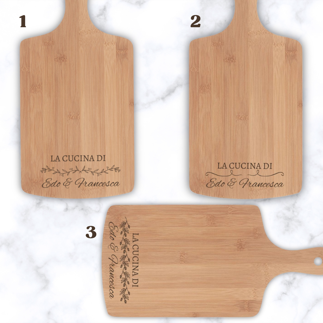 Tagliere in Bambù Personalizzato con Nomi - "La Cucina di..."