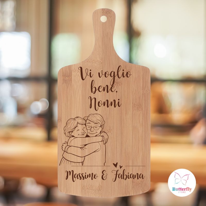 Tagliere in Bambù Personalizzato con Frase e Nomi - Festa dei Nonni
